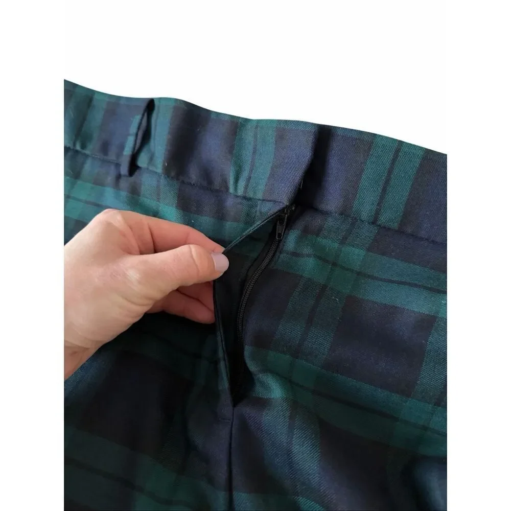 TALBOTS pants HAMPSHIRE ANKLE NEW Wool Blend BLACK Green WATCH PLAID size 20W Pl